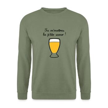 tu m'mettras la petite soeur - Sweat-shirt Unisexe - vert militaire - Devant - Alina (178cm) & Michal (187cm)