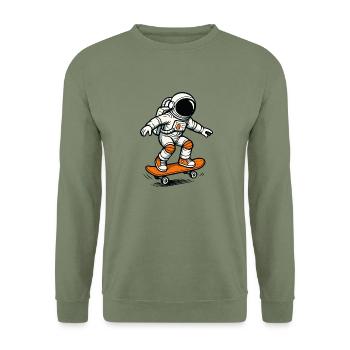 Astronaut Skateboard 1 - Unisex Sweatshirt - army green - Front - Alina (178cm) & Michal (187cm)