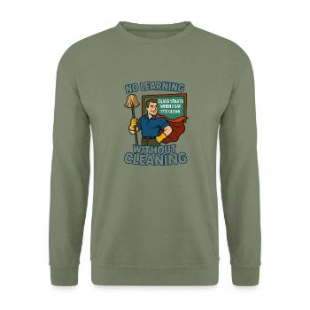 ein Lernen ohne Sauberkeit – Superheld - Unisex Pullover - Armeegrün - Vorne - Alina (178cm) & Michal (187cm)