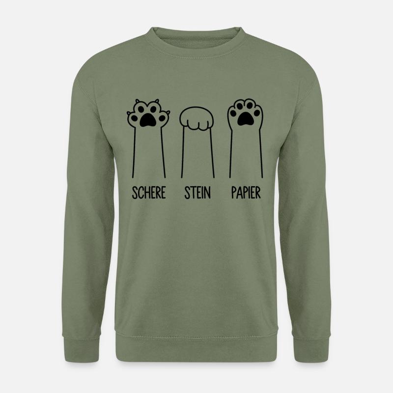 Schere Stein Papier Katze Pfote Spiel Katzenpfoten - Unisex Pullover - Armeegrün