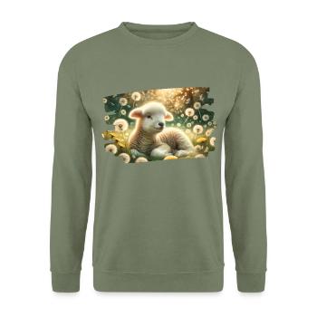 Idylle printanière de rêve avec agneaux et pissenlits - Sweat-shirt Unisexe - vert militaire - Devant - Alina (178cm) & Michal (187cm)