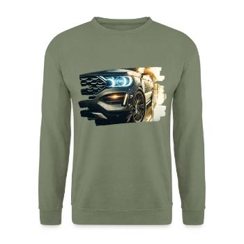 Modern luxury car in the rain reflection - Unisex Sweatshirt - army green - Front - Alina (178cm) & Michal (187cm)