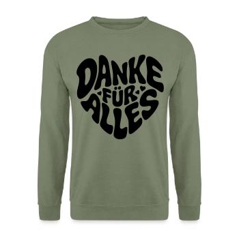 Danke für alles - Unisex Pullover - Armeegrün - Vorne - Alina (178cm) & Michal (187cm)
