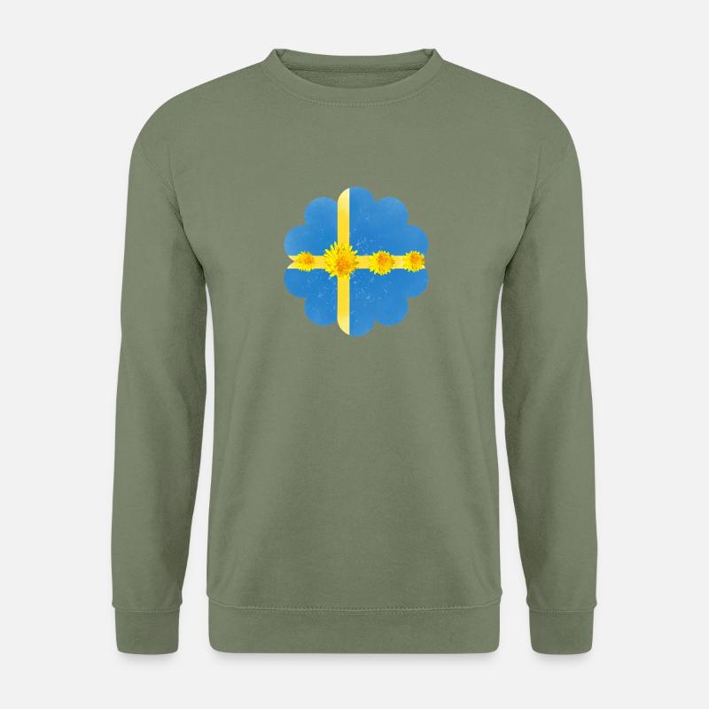 Suède Pissenlit Fleurs Suède Drapeau - Sweat-shirt Unisexe - vert militaire