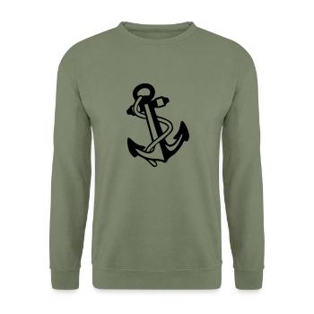 Anker - Unisex Pullover - Armeegrün - Vorne - Alina (178cm) & Michal (187cm)