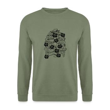 Inhale - Unisex Pullover - Armeegrün - Vorne - Alina (178cm) & Michal (187cm)