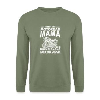 Motorrad Mama - Unisex Pullover - Armeegrün - Vorne - Alina (178cm) & Michal (187cm)