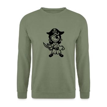 vl086a_piratenbraut_1c - Unisex Pullover - Armeegrün - Vorne - Alina (178cm) & Michal (187cm)