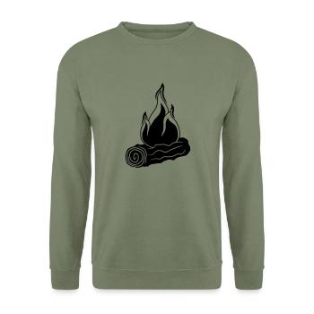 stamm ast holz wald baum holzscheid waldbrand bran - Unisex Pullover - Armeegrün - Vorne - Alina (178cm) & Michal (187cm)