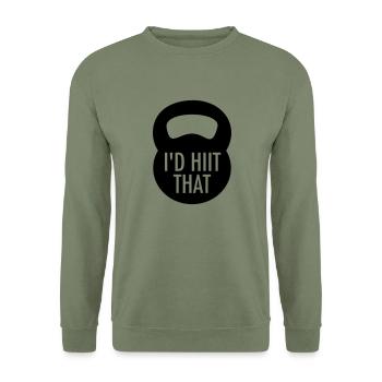 I'd Hiit That - Unisex Pullover - Armeegrün - Vorne - Alina (178cm) & Michal (187cm)
