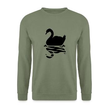 swan - Unisex Sweatshirt - army green - Front - Alina (178cm) & Michal (187cm)