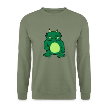 mignon oger doux Ork troll monstre bizarre drôle p - Sweat-shirt Unisexe - vert militaire - Devant - Alina (178cm) & Michal (187cm)