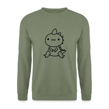 bébé kawaii drache - Sweat-shirt Unisexe - vert militaire - Devant - Alina (178cm) & Michal (187cm)