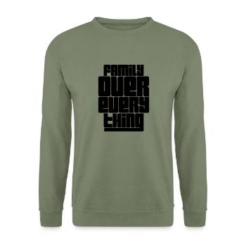 Family Over Everything - Unisex Sweatshirt - army green - Front - Alina (178cm) & Michal (187cm)