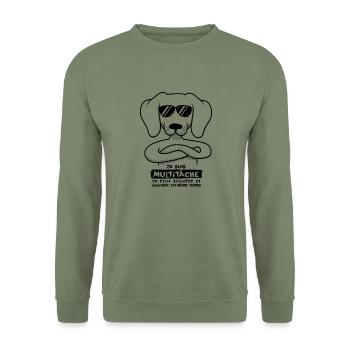 Multitache chien - Sweat-shirt Unisexe - vert militaire - Devant - Alina (178cm) & Michal (187cm)