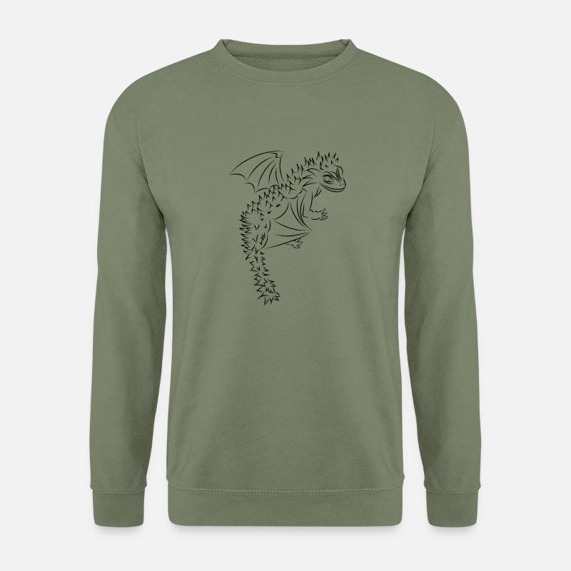 Nuri der kleine Drache, schwarz - Unisex Pullover - Armeegrün