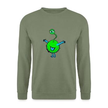 vert monstre avec un oeil - Sweat-shirt Unisexe - vert militaire - Devant - Alina (178cm) & Michal (187cm)