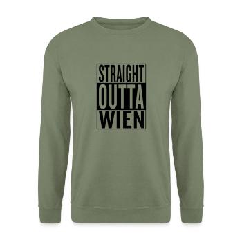 straight outta Wien - Unisex Pullover - Armeegrün - Vorne - Alina (178cm) & Michal (187cm)