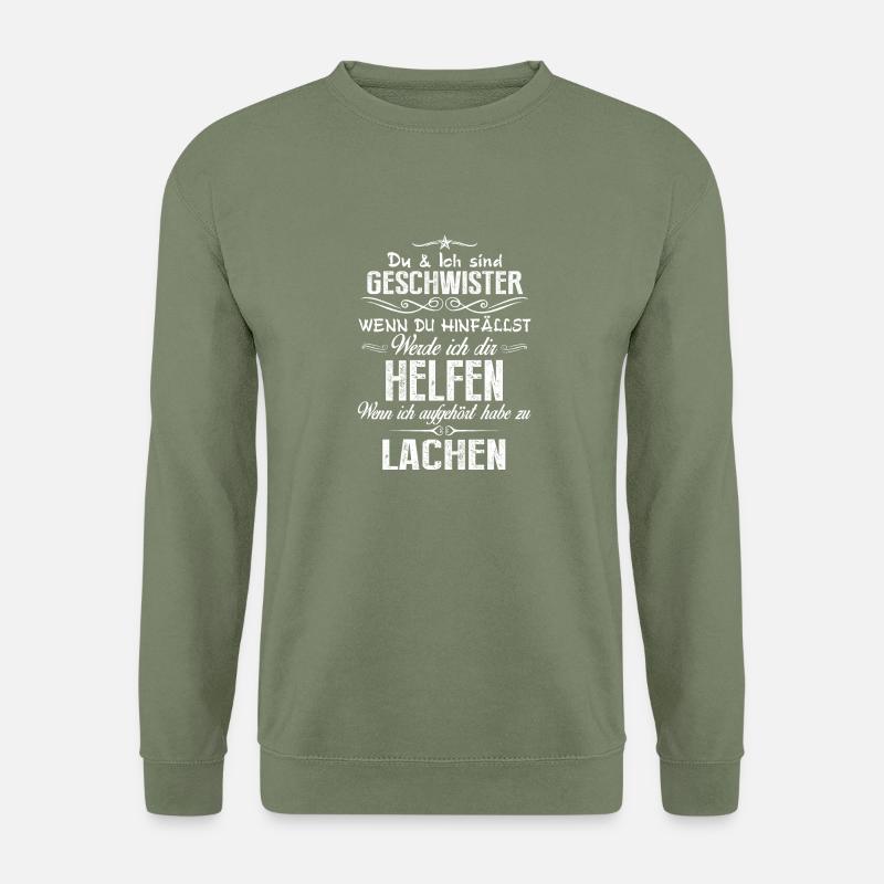 Geschwister Motiv helfen und lachen - Unisex Pullover - Armeegrün
