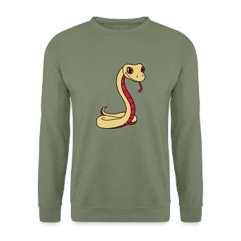 serpent visage tête gecko lézard reptile réel - Sweat-shirt Unisexe - vert militaire - Devant - Alina (178cm) & Michal (187cm)
