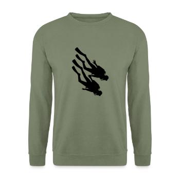 couple love couples 2 amis équipe plongeur club - Sweat-shirt Unisexe - vert militaire - Devant - Alina (178cm) & Michal (187cm)