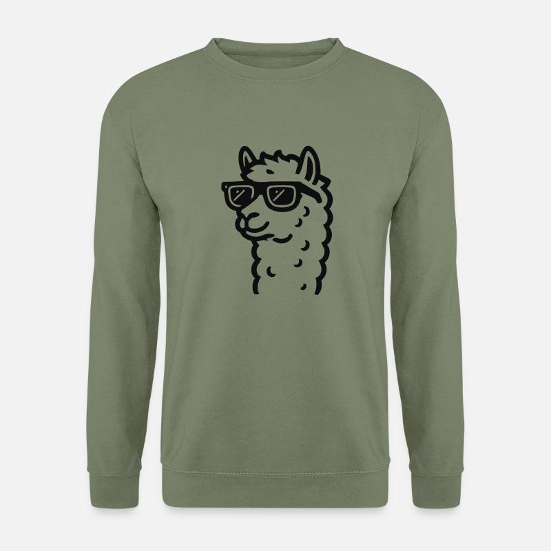 lama sonnenbrille - Unisex Pullover - Armeegrün