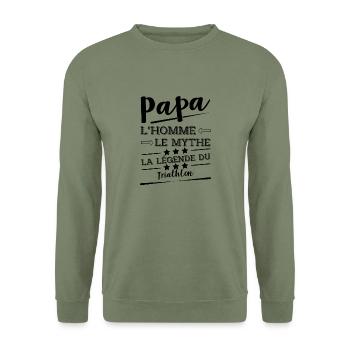 Papa la légende Triathlon cadeau - Sweat-shirt Unisexe - vert militaire - Devant - Alina (178cm) & Michal (187cm)