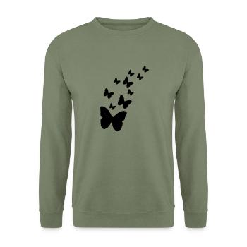 papillon - Sweat-shirt Unisexe - vert militaire - Devant - Alina (178cm) & Michal (187cm)