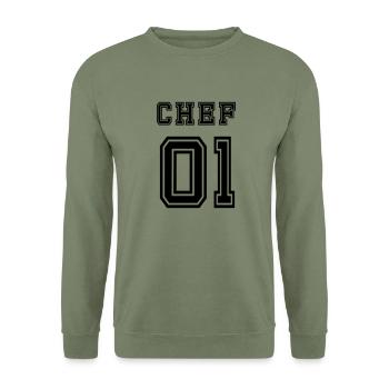 Chef - Unisex Pullover - Armeegrün - Vorne - Alina (178cm) & Michal (187cm)