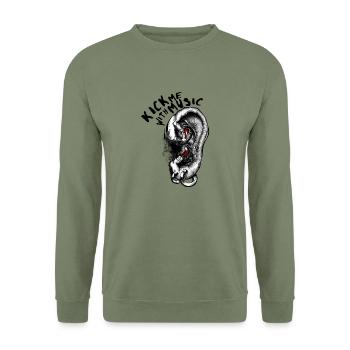 Kick me with Music - Unisex Pullover - Armeegrün - Vorne - Alina (178cm) & Michal (187cm)