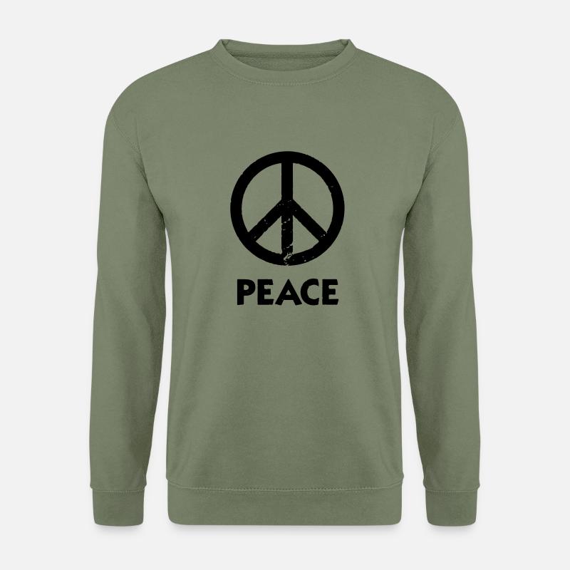 Peace Peacezeichen Love and Peace - Unisex Pullover - Armeegrün