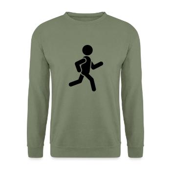 figur gehend, laufend - Unisex Pullover - Armeegrün - Vorne - Alina (178cm) & Michal (187cm)