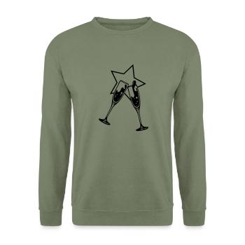 prosit2 - Unisex Pullover - Armeegrün - Vorne - Alina (178cm) & Michal (187cm)