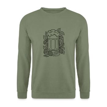 Bier und Hopfen - Unisex Pullover - Armeegrün - Vorne - Alina (178cm) & Michal (187cm)