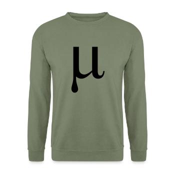 Mu Greek alphabet letter - Unisex Sweatshirt - army green - Front - Alina (178cm) & Michal (187cm)