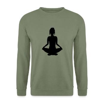 fille de yoga - Sweat-shirt Unisexe - vert militaire - Devant - Alina (178cm) & Michal (187cm)