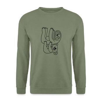 faultier koala baer 2 freunde team paar haengend k - Unisex Pullover - Armeegrün - Vorne - Alina (178cm) & Michal (187cm)