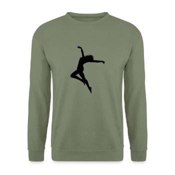 Carefree Dancing Woman Silhouette - Sweat-shirt Unisexe - vert militaire - Devant - Alina (178cm) & Michal (187cm)