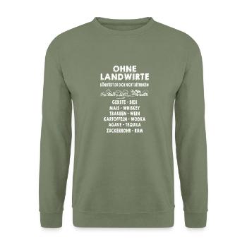 Landwirt - Ohne Landwirte könntest du.. - T-Shirt - Unisex Pullover - Armeegrün - Vorne - Alina (178cm) & Michal (187cm)