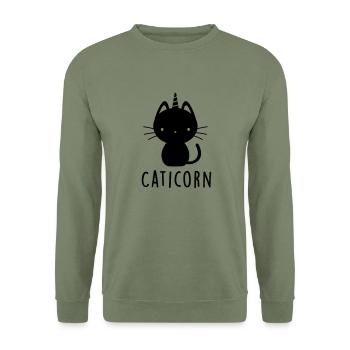 Caticorn - Unisex Pullover - Armeegrün - Vorne - Alina (178cm) & Michal (187cm)