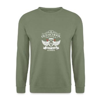 Oldschool Hot Rod Racing - Unisex Pullover - Armeegrün - Vorne - Alina (178cm) & Michal (187cm)