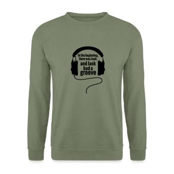 In The Groove begnning Jack Techno Headphones - Unisex Sweatshirt - army green - Front - Alina (178cm) & Michal (187cm)