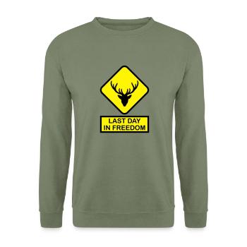 last_day_in_freedom_f2 - Unisex Pullover - Armeegrün - Vorne - Alina (178cm) & Michal (187cm)