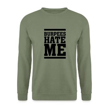 Burpees Hate Me - Unisex Pullover - Armeegrün - Vorne - Alina (178cm) & Michal (187cm)