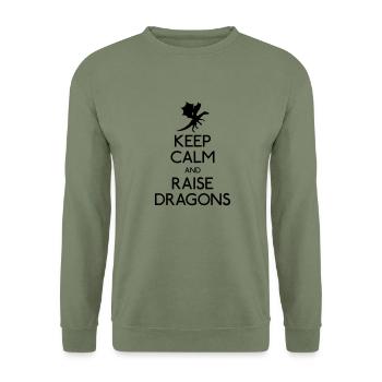 Keep calm dragons - Sweat-shirt Unisexe - vert militaire - Devant - Alina (178cm) & Michal (187cm)