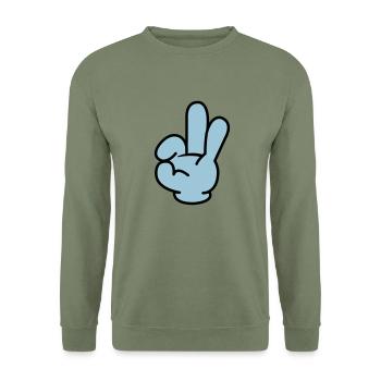 hand_comic_02 - Sweat-shirt Unisexe - vert militaire - Devant - Alina (178cm) & Michal (187cm)