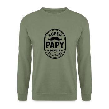 Super papy depuis toujours - Sweat-shirt Unisexe - vert militaire - Devant - Alina (178cm) & Michal (187cm)