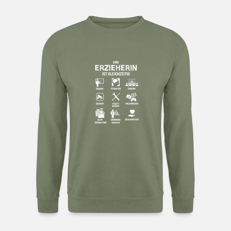 Eine Erzieherin ist gleichzeitig - Unisex Pullover - Armeegrün