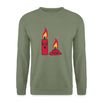 2 kerzen team paar lustig traurig abgebrannt comic - Unisex Pullover - Armeegrün - Vorne - Alina (178cm) & Michal (187cm)