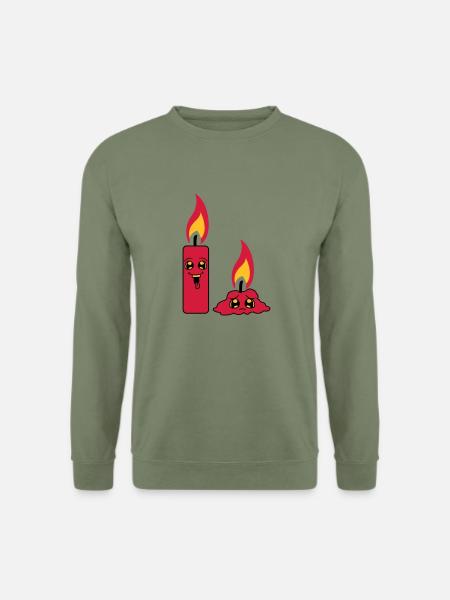 2 kerzen team paar lustig traurig abgebrannt comic - Unisex Pullover - Armeegrün